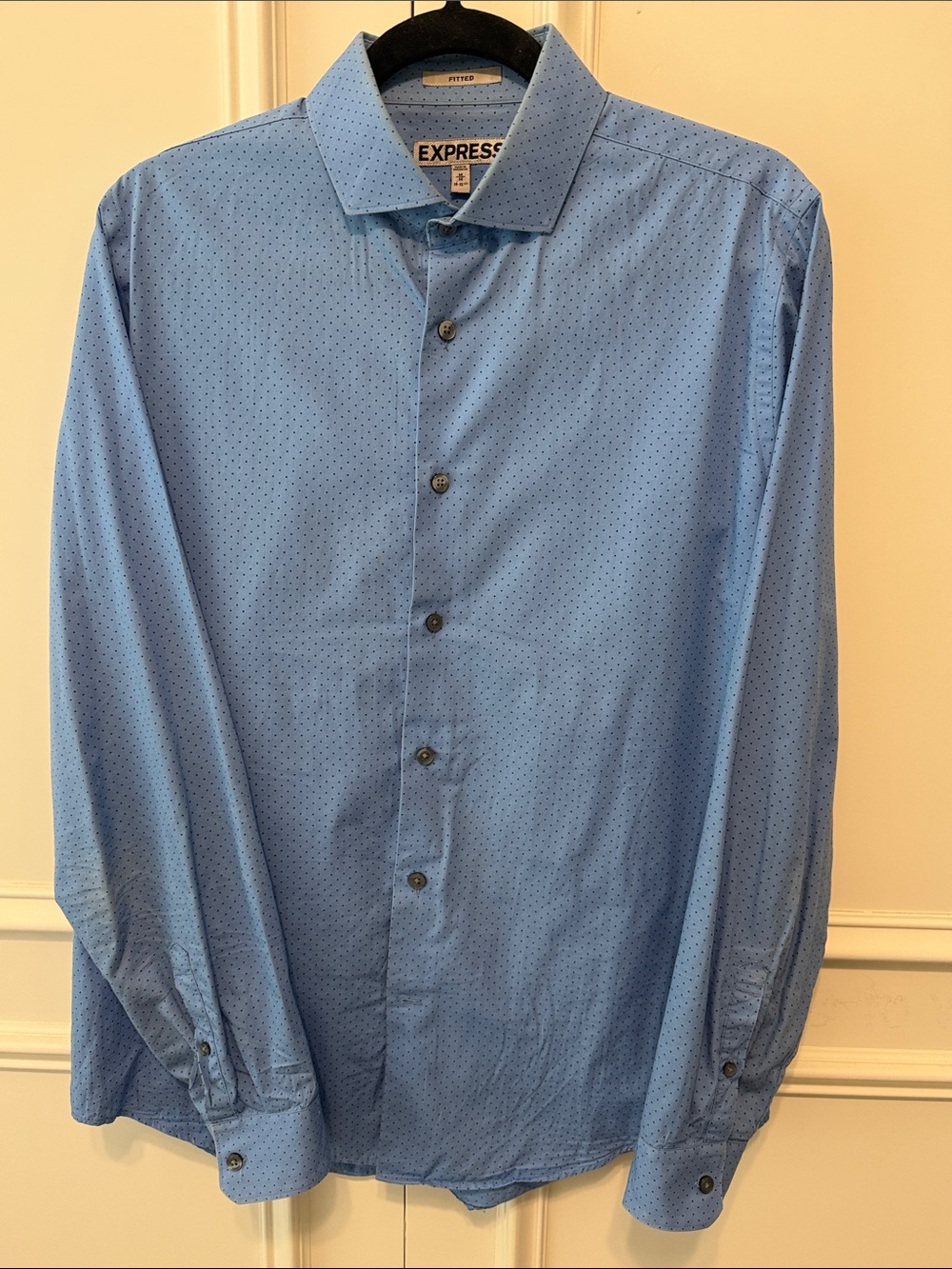Express Men's Blue Microdot Dress Shirt
